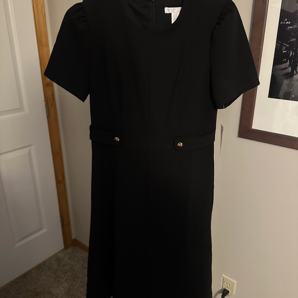 London Times Classic Black Midi Dress